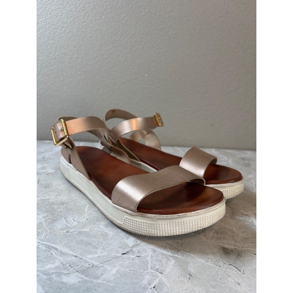 MIA Ellen Women Rose Gold Metallic Platform Sandals Ankle Strap Size 8.5